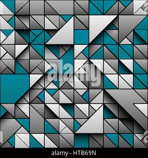 Grau und Türkis Dreieck geometrische Musterdesign Hintergrund. 3D Design mit einfachen Druck. Formen und Schatten. Vektor-wiederholende Textur Stock Vektor