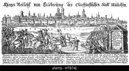 Invasion von München durch Gustav II. Adolf, König von Schweden während des Dreißigjährigen Krieges Stockfoto
