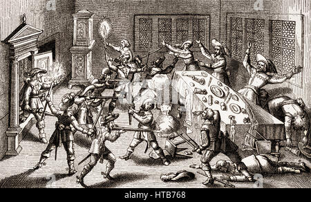 Ermordung von Albrecht von Wallenstein, 1583-1634, Kommandeur der kaiserlichen Truppen im Dreißigjährigen Krieg Stockfoto