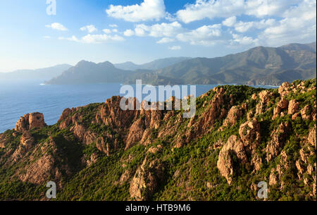 Blick auf den Golf von Porto mit der Callanches, Piana, Korsika Stockfoto