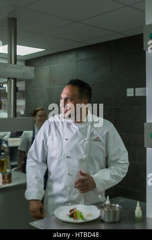 Starkoch Michael Caines im seine neue Lympstone Manor zeitgenössische Country House Hotel in der Nähe von Exmouth, Devon, UK Stockfoto