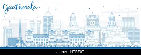 Übersicht guatemala Skyline mit blauen Gebäude. Vector Illustration. Business Travel und Tourismus Konzept mit moderner Architektur. Stock Vektor