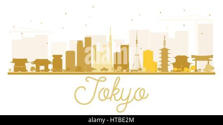 Tokio Skyline der Stadt goldene Silhouette. Vector Illustration. einfache flache Konzept für Tourismus Präsentation, Banner, Plakat oder Website. Stock Vektor