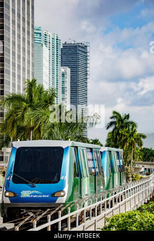 Metromover Zug, Miami, Florida USA Stockfoto