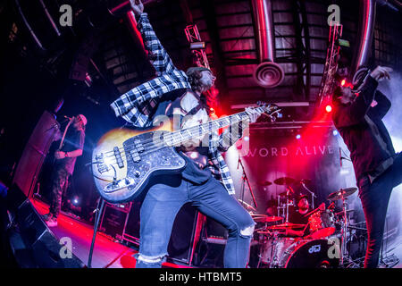 Mailand, Italien. 9. März 2017. Metalcore-Band The World Alive tritt an Alcatraz, Italien. Bildnachweis: Mairo Cinquetti/Pacific Press/Alamy Live-Nachrichten Stockfoto