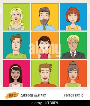 Reihe von Cartoon Menschen Avatar icons Stock Vektor