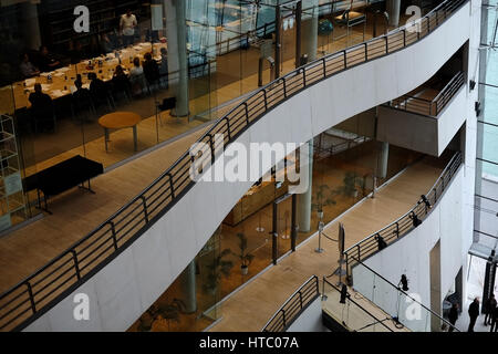 Königlichen Bibliothek, "The Black Diamond", ein gutes Beispiel für moderne dänische Architektur es am besten, Kopenhagen, Dänemark. Stockfoto