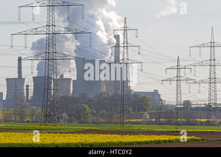 Braunkohle-Feuerwache Neurath, RWE-Power Energy Unternehmen Braunkohle Kraftwerk, Grevenbroich, Nordrhein-Westfalen, Deutschland, Europa Stockfoto