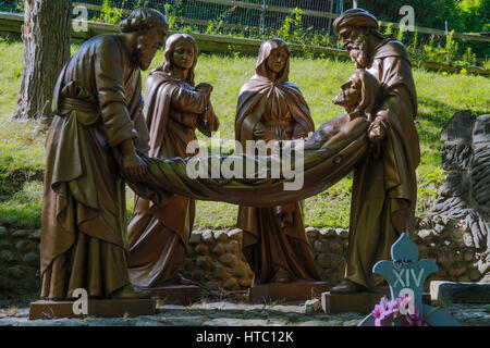 Eine Station des Kreuzes in Basilika Sainte-Anne-de-Beaupré Stockfoto