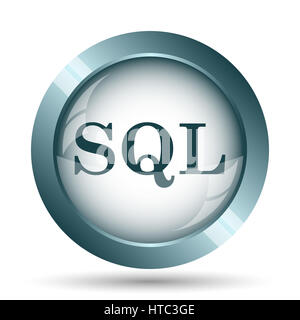 SQL-Symbol. Internet-Button auf weißem Hintergrund. Stockfoto