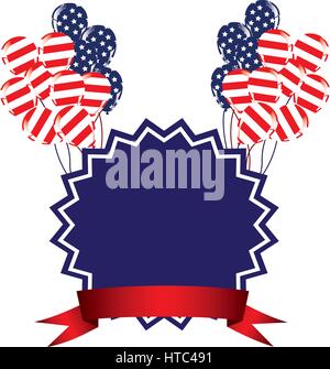 Emblem Independence Day mit Luftballons und Flaggensymbol Stock Vektor