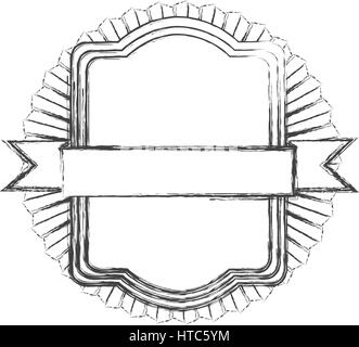 monochrome Silhouette der heraldischen Rechteck mit Band in der Mitte Stock Vektor