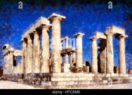 Tempel des Aphaiatempels Athena in Aegina Insel in Griechenland Stockfoto