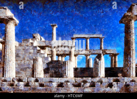 Tempel des Aphaiatempels Athena in Aegina Insel in Griechenland Stockfoto