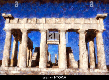 Tempel des Aphaiatempels Athena in Aegina Insel in Griechenland Stockfoto
