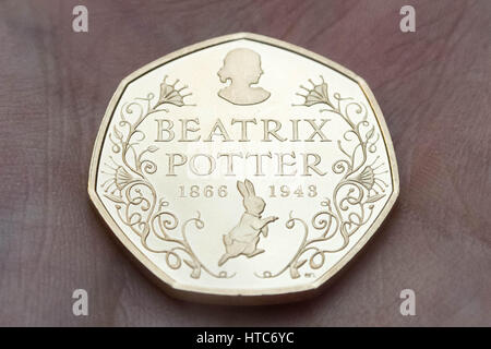 Königliche Minze enthüllt neue Beatrix Potter 50 Cent Münzen. London, UK. Stockfoto