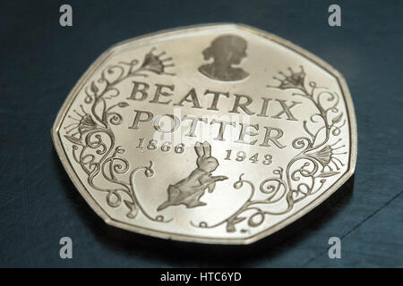 Königliche Minze enthüllt neue Beatrix Potter 50 Cent Münzen. London, UK. Stockfoto