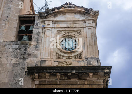 Uhr der Immaculate Conception Church auf der Insel Ortygia, historischen Teil der Stadt Syrakus, südöstlichen Ecke der Insel Sizilien, Italien Stockfoto