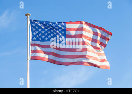 USA-Flagge vor einem blauen Himmel Stockfoto