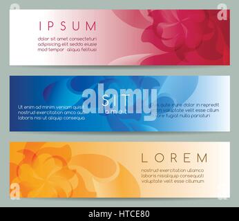 Horizontale abstrakten Blumen-Muster-Banner-Set. Vektor-Illustration. Stock Vektor