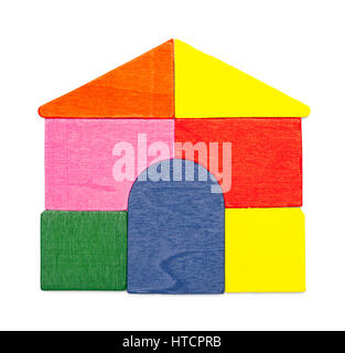 Holzhaus von Blöcken, Isolated on White Background. Stockfoto