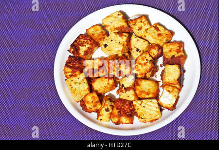 Fried Paneer Brocken Stockfoto