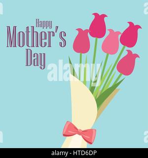 glückliche Mütter Tag Karte Blumenstrauß Rosen Stock Vektor