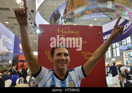 Berlin, Deutschland. 9. März 2017. ITB-2017 internationalen Touristik-Messe in Berlin, Deutschland.  Lionel Messi Wachsfigur auf der ITB. Bildnachweis: Markku Rainer Peltonen/Alamy Live-Nachrichten Stockfoto