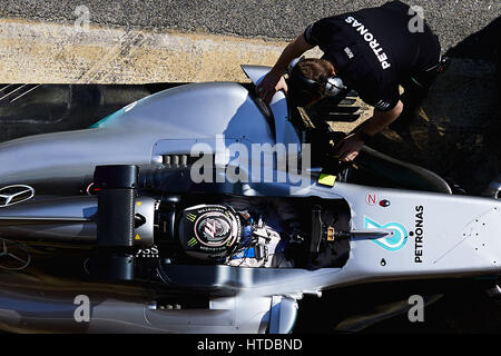 Montmelo, Spanien. 10. März 2017. Valtteri Bottas (Mercedes GP), tagsüber vier von der Formel1 Winter Endprüfung am Circuit de Barcelona am 10. März 2017 in Montmelo, Spanien. Foto: S.Lau Credit: Dpa/Alamy Live-Nachrichten Stockfoto