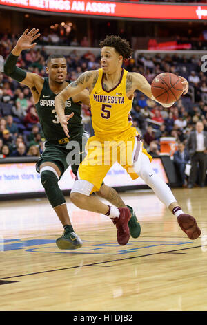 Washington, DC, USA. 10. März 2017. Minnesota Guard AMIR COFFEY (5) in Aktion während des Spiels im Verizon Center in Washington, D.C. statt. Bildnachweis: Amy Sanderson/ZUMA Draht/Alamy Live-Nachrichten Stockfoto