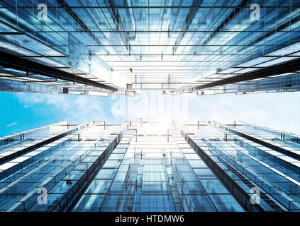 3D Rendering Highrise Bürogebäude abstrakten Hintergrund Stockfoto