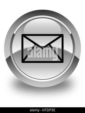 E-Mail-Symbol auf glänzenden weißen runden Knopf abstrakte Abbildung isoliert Stockfoto