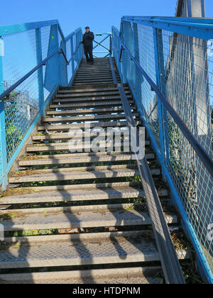 Gusseisen Fuß Brücke über Lincoln Bahnhof Stockfoto