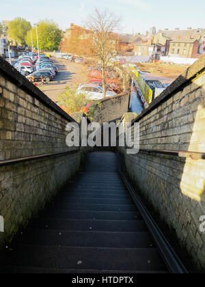 Gusseisen Fuß Brücke über Lincoln Bahnhof Stockfoto