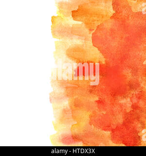 Orange Aquarell abstrakt Hintergrund mit Pinselstrichen. Element für Ihr design Stockfoto