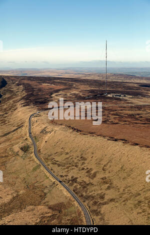 Luftaufnahme von Holme Moss TV-Sender Stockfoto