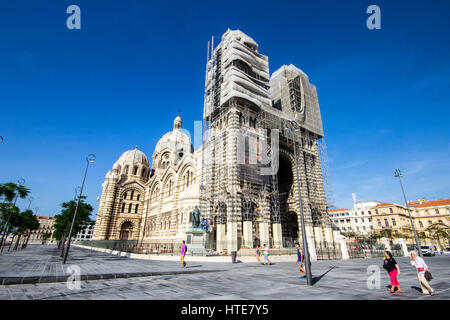 Kathedrale von Marseille (Cathedrale Sainte-Marie-Majeure oder Cathedrale De La Major), eine römisch-katholische Kathedrale und ein nationales Denkmal in Frankreich. Stockfoto