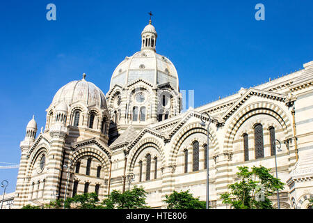 Kathedrale von Marseille (Cathedrale Sainte-Marie-Majeure oder Cathedrale De La Major), eine römisch-katholische Kathedrale und ein nationales Denkmal in Frankreich. Stockfoto