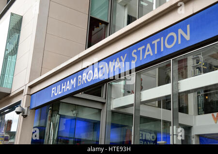 Fulham Broadway u-Bahnstation, London, UK. Stockfoto