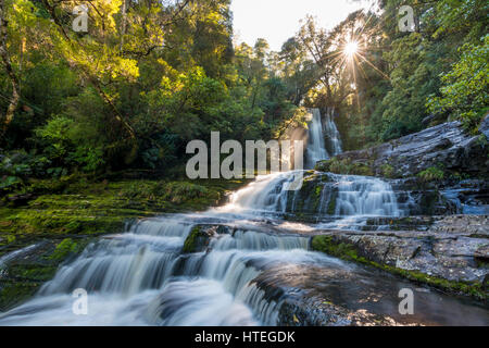 McLean Wasserfall, Sun Star, die Catlins, Otago, Southland, Neuseeland Stockfoto