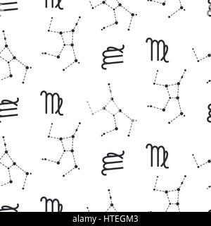 Virgo Konstellation nahtlose Vektormuster. Stock Vektor