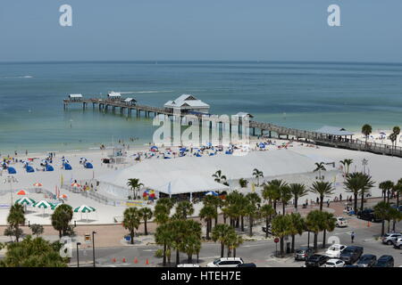 Luftaufnahmen von Clearwater Beach pier Stockfoto