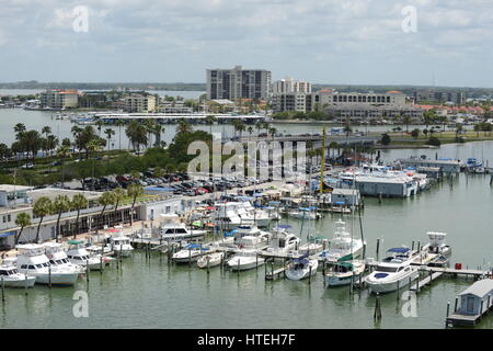 Antenne von Clearwater Beach Marina hautnah Stockfoto