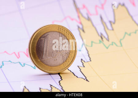 Euro-Münze auf Finanzgeschäfte chart Stockfoto