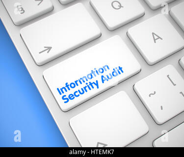 Online-Service-Konzept: Information Security Audit auf dem Laptop Tastatur Hintergrund. Nahaufnahme auf moderne Tastatur - Information Security Audit Wh Stockfoto