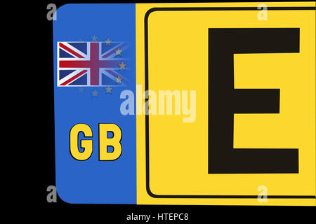 UK-Kfz-Kennzeichen mit den europäischen Sternen und GB-Aufkleber  Stockfotografie - Alamy