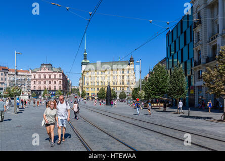 Brno, Tschechische Republik. Platz der Freiheit (Náměstí Svobody) im Zentrum der Altstadt, Brünn, Mähren, Tschechien Stockfoto