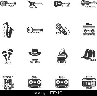 musikalisches Genre Web Icons für User Interfacedesign Stock Vektor