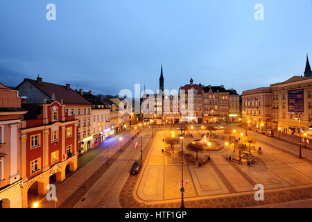 Walbrzych alte Marktstadt Waldenburg niedriger Schlesien Polen, Dolnoslaskie, Rynek, Walbrzych, Nacht, Abend, Foto Kazimierz Jurewicz, Stockfoto