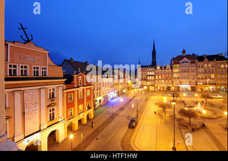 Walbrzych alte Marktstadt Waldenburg Niederschlesien Polen, dolnoslaskie, rynek, walbrzych, Nacht, Abend, Foto Kazimierz Jurewicz, Stockfoto